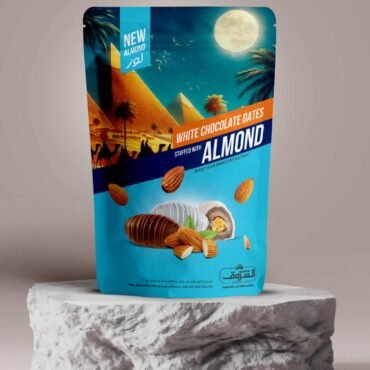 Pitted dates stuffed with almonds and covered in chocolate mixed white and dark 250g