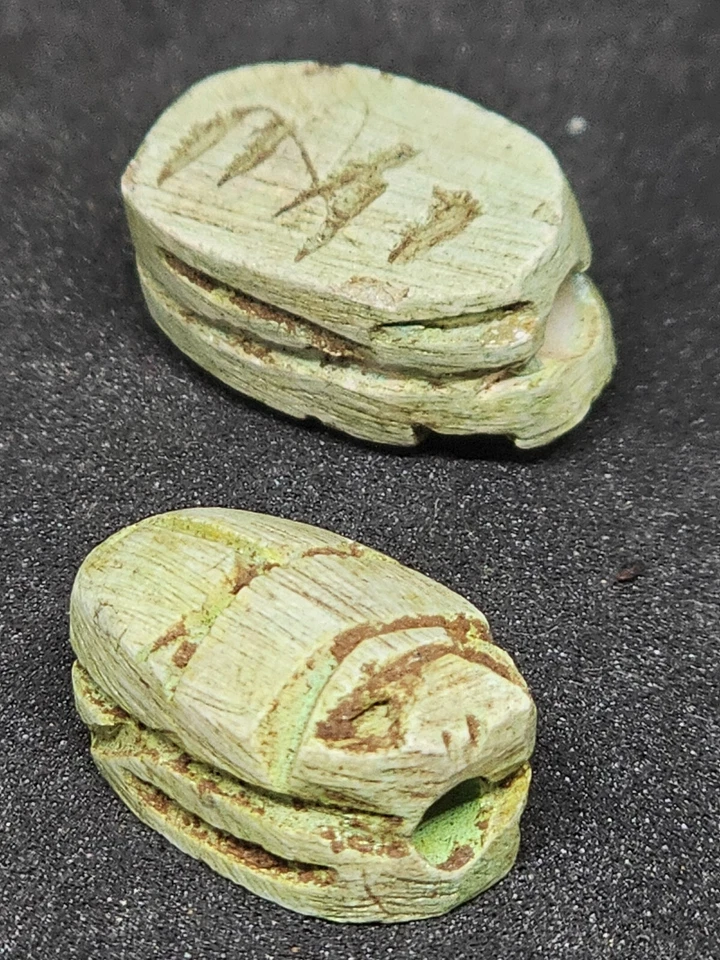 Egyptian Scarab Beetle Handmade Small Exquisite Glazed Stone Unique Decor prfect