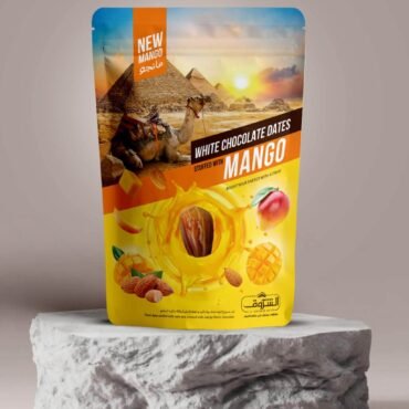 Pitted Dates Covered in Mango Chocolate and Stuffed with Almonds 250g