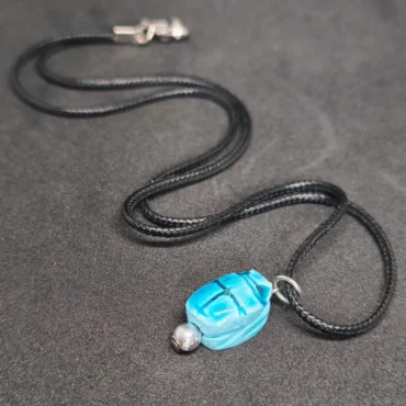 Exquisite Blue Scarab Beetle Pendant Necklace - Symbol of Ancient Beauty - view