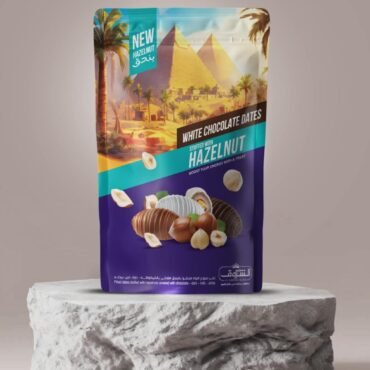 Pitted dates stuffed with almonds and covered with chocolate mix (white and dark) 250 grams