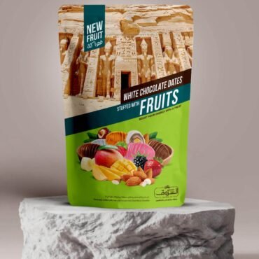 Pitted dates stuffed with almonds covered with natural fruit chocolate 250g