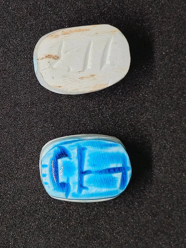 Egyptian Scarab Beetle Handmade Small Exquisite Glazed Stone Unique Decor prfect