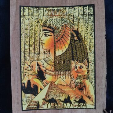 Cleopatra Papyrus Painting: Glittered Queen of Egypt Wall Art