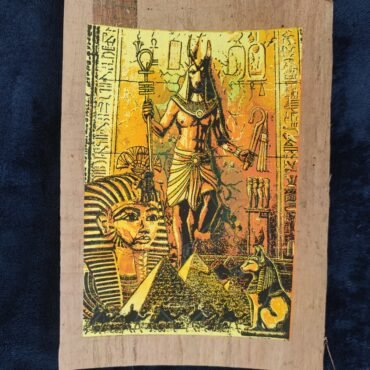 Anubis Egyptian Papyrus Painting: Glow-in-the-Dark Glitter Art
