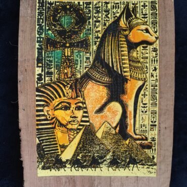 Glow-in-Dark Glitter Ankh Papyrus Art: Handmade Egyptian Key of Life