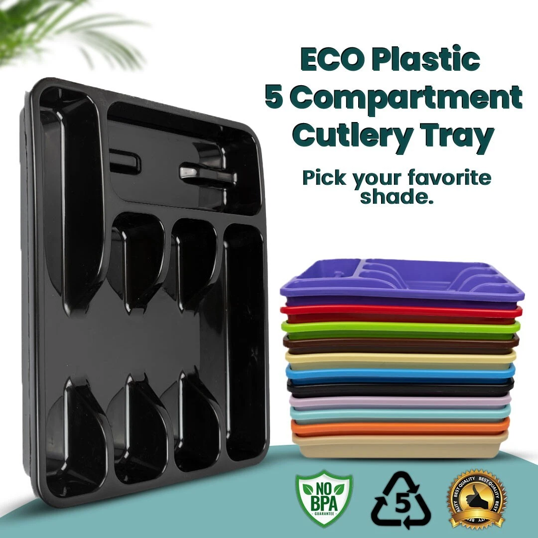 Eco Plastic Cutlery Tray Drawer Organizer Insert For Kitchen Utensils