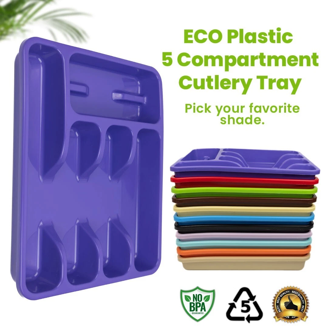 Eco Plastic Cutlery Tray Drawer Organizer Insert For Kitchen Utensils