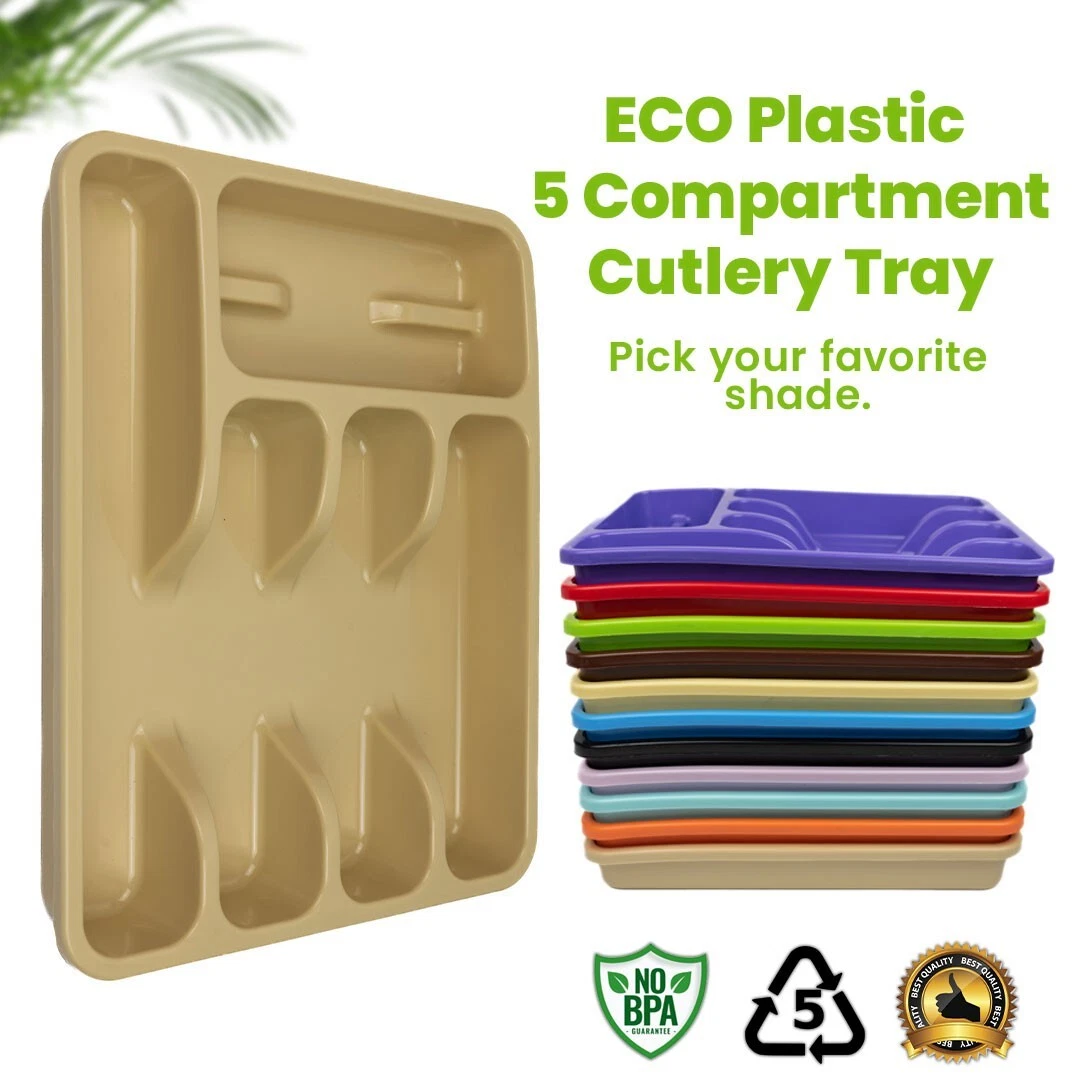 Eco Plastic Cutlery Tray Drawer Organizer Insert For Kitchen Utensils
