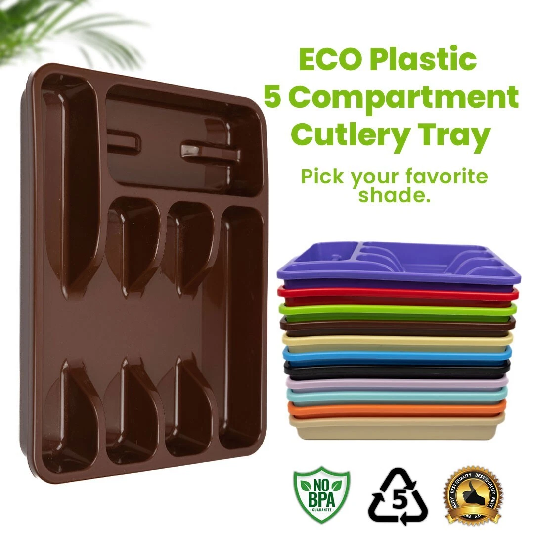 Eco Plastic Cutlery Tray Drawer Organizer Insert For Kitchen Utensils