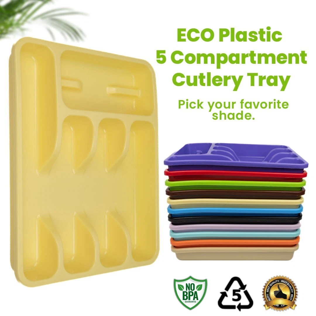 Eco Plastic Cutlery Tray Drawer Organizer Insert For Kitchen Utensils