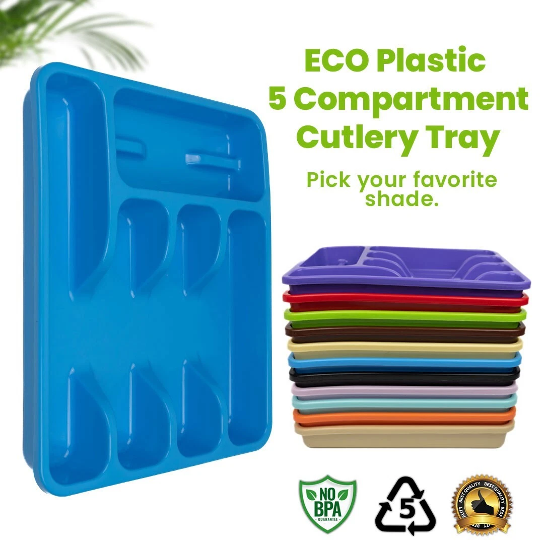 Eco Plastic Cutlery Tray Drawer Organizer Insert For Kitchen Utensils