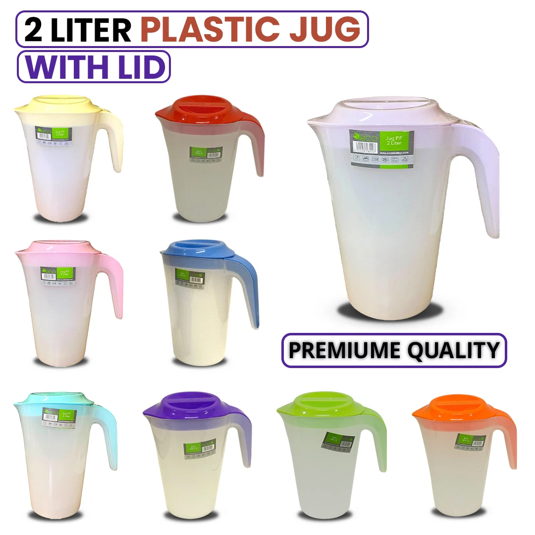2 Liter Plastic Jug with Lid Semi-Transparent For Water Milk Juice Picnic Fridge