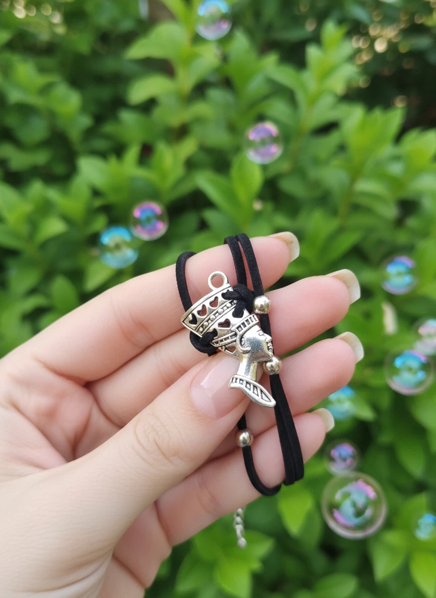 Egyptian Hand Bracelet - Handmade Black Cord Hand Chain with Ancient Symbol gift