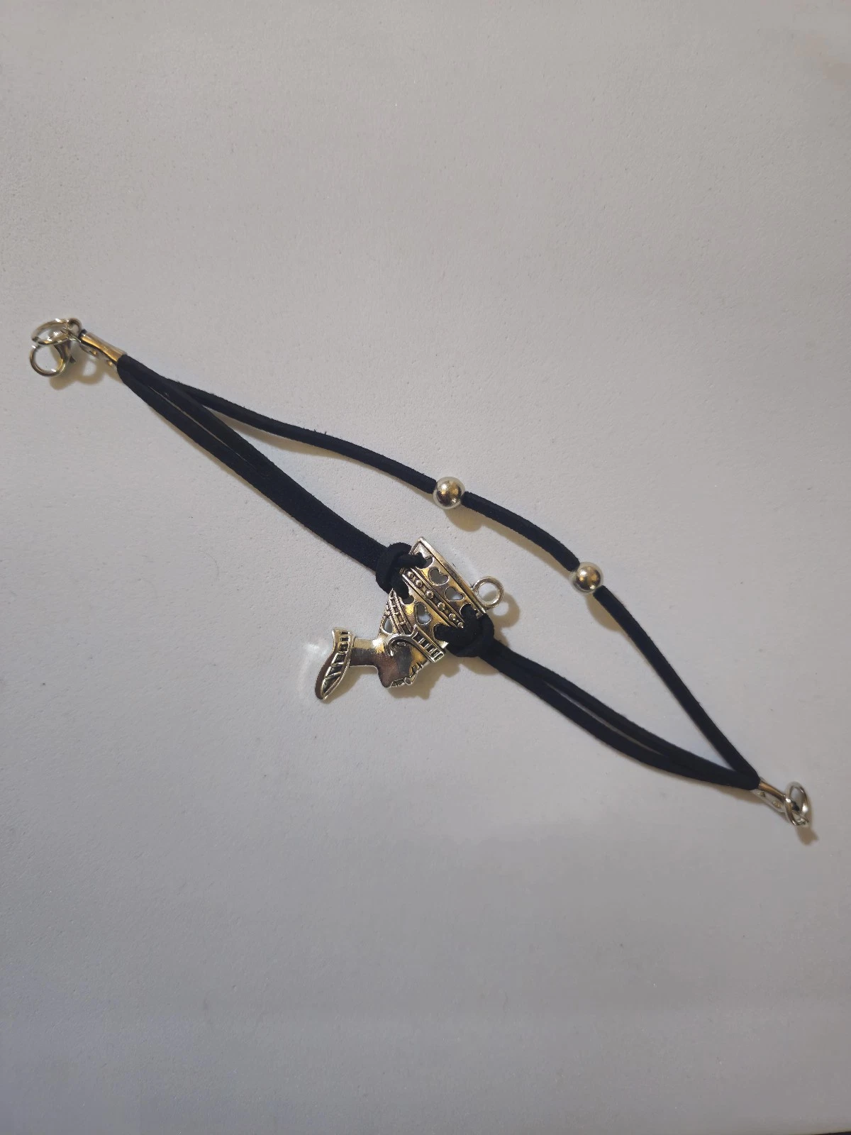 Egyptian Hand Bracelet - Handmade Black Cord Hand Chain with Ancient Symbol gift