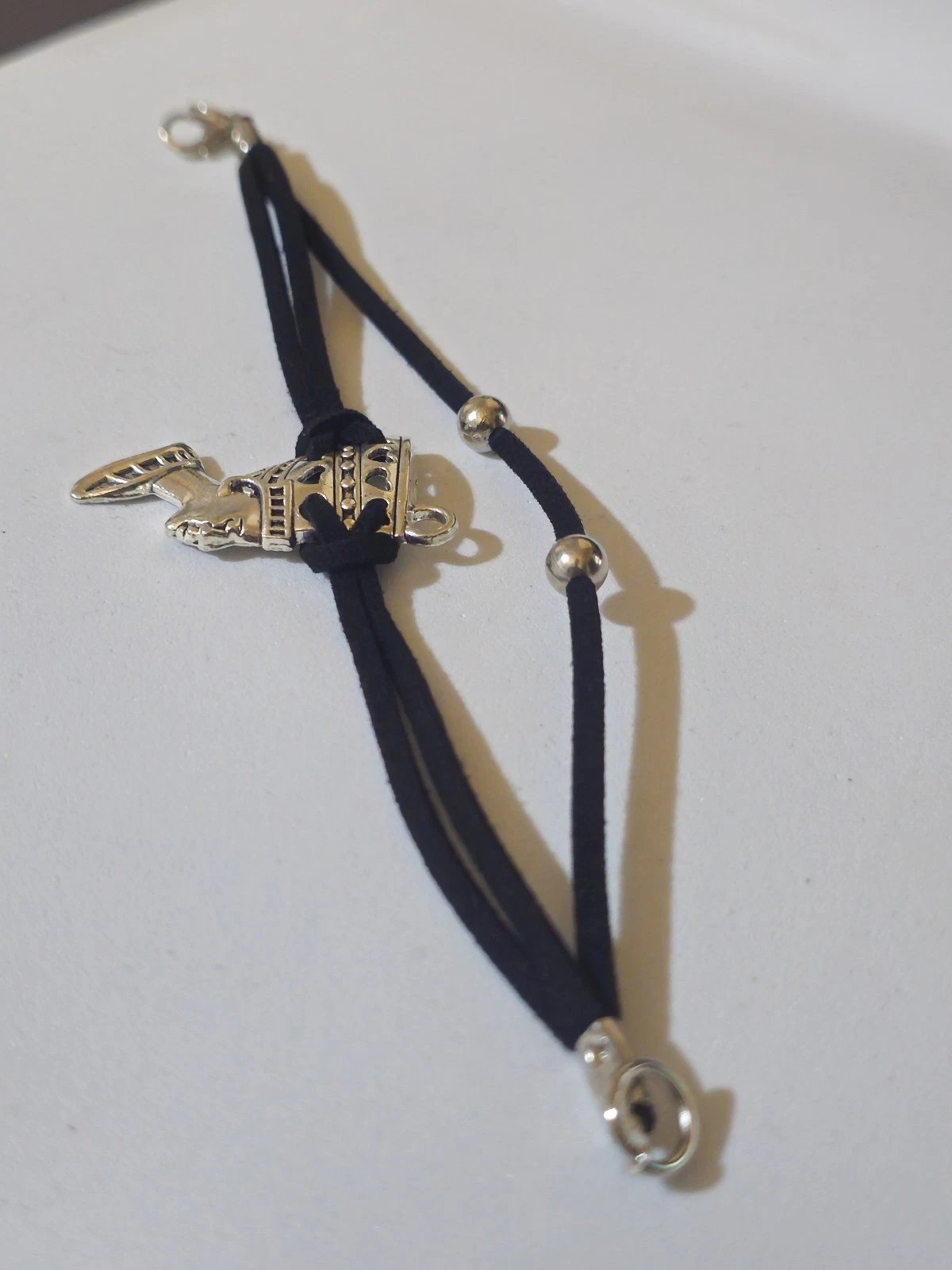 Egyptian Hand Bracelet - Handmade Black Cord Hand Chain with Ancient Symbol gift