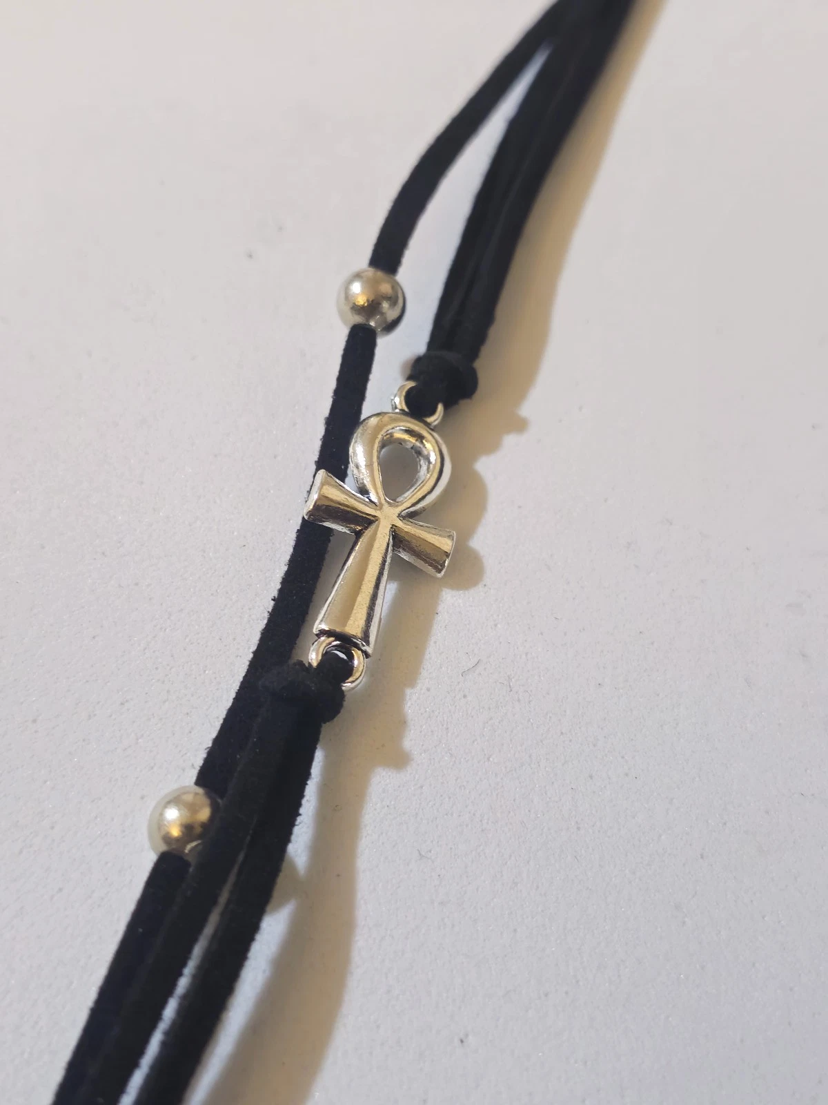 Egyptian Hand Bracelet - Handmade Black Cord Hand Chain with Ancient Symbol gift