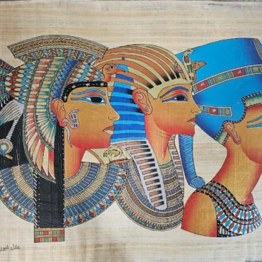 Authentic Handmade Egyptian Papyrus with Historic Drawings - Big 65 cm Wall Art