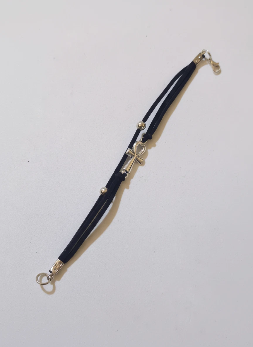 Egyptian Hand Bracelet - Handmade Black Cord Hand Chain with Ancient Symbol gift