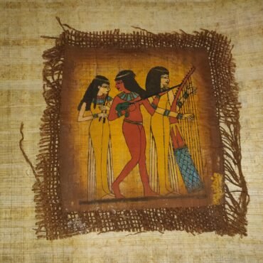 Authentic Egyptian Khesh Papyrus Wall Art – Small 20 x 18 cm – Hand-Painted Hess