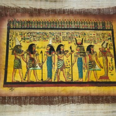 Authentic Egyptian Khesh Papyrus Wall Art – Large 30 x 40 cm – Hand-Painted Hess