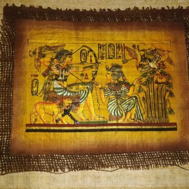 Authentic Egyptian Khesh Papyrus Wall Art – Medium 30 x 22 cm – Hand-Painted Hes