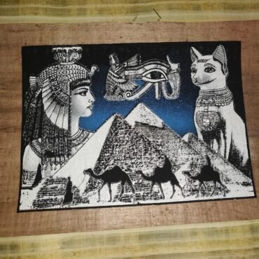 Handmade Egyptian Papyrus Wall Art Gold & Black White Designs – Hand Painted Egy