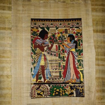 Handmade Egyptian Papyrus Wall Art – Hand Painted Egypt Decor 16 x 21 cm - view