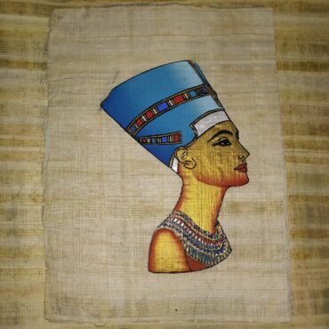 Handmade Egyptian Papyrus Wall Art – Hand Painted Egypt Decor 16 x 21 cm - view