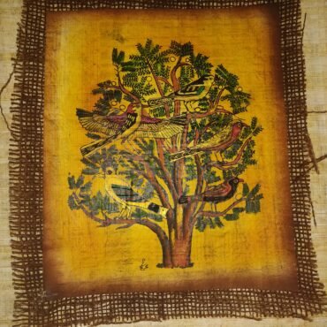 Authentic Egyptian Khesh Papyrus Wall Art – Medium 30 x 22 cm – Hand-Painted Hes