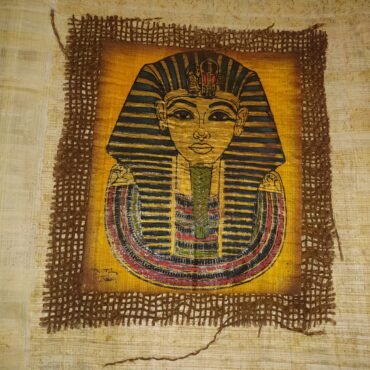 Authentic Egyptian Khesh Papyrus Wall Art – Small 20 x 18 cm – Hand-Painted Hess