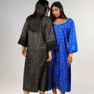 Ankh & Lotus Print Kaftan – Wide Sleeve - Kaftans & Dresses