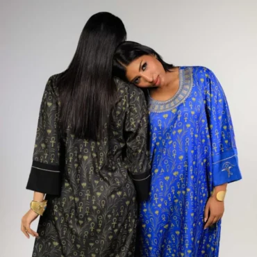 Ankh & Lotus Print Kaftan – Wide Sleeve - view 2
