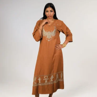Scarab Embroidered Kaftan – Fitted V-Neck - Kaftans & Dresses