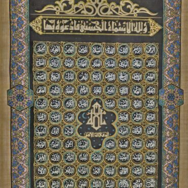 Asma ul Husna, the 99 Names of Allah – Handmade Egyptian Papyrus Islamic Calligraphy Art