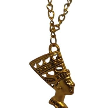 Egyptian Nefertiti Pendant Necklace – Pharaoh-Inspired, Gold-Tone Chain