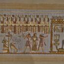 Egyptian Papyrus Painting – Book of the Dead, Judgement Scene, Anubis and Osiris, Handmade