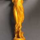 Female Statue, Gold and Green Decorative Sculpture, Handcrafted (Pre-owned)