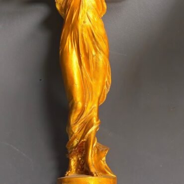 Female Statue, Gold and Green Decorative Sculpture, Handcrafted (Pre-owned)