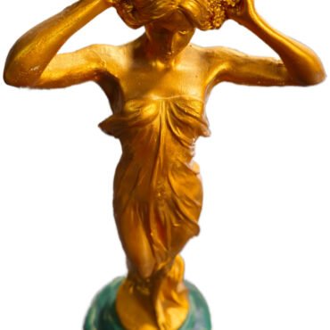 Female Statue, Gold and Green Decorative Sculpture, Handcrafted (Pre-owned)
