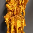Kids Statue, Gold and Green Decorative Sculpture, Handcrafted (Pre-owned)